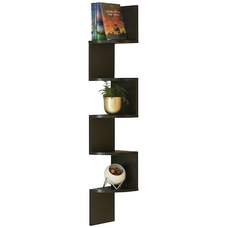 Basicwise 5 Tier Wall Mount Corner Shelf, Black QI003554.BK